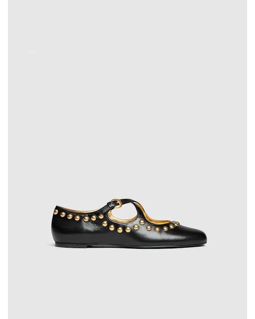 Reformation Black Salome Ballet Flat Leather 6