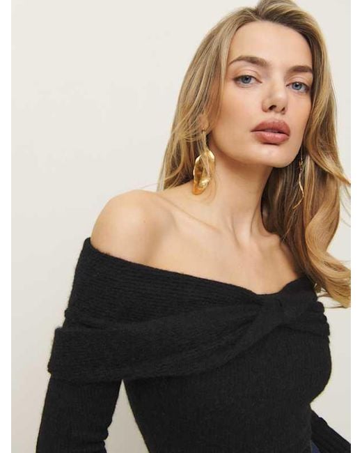 Reformation Black Florie Twist Front Sweater