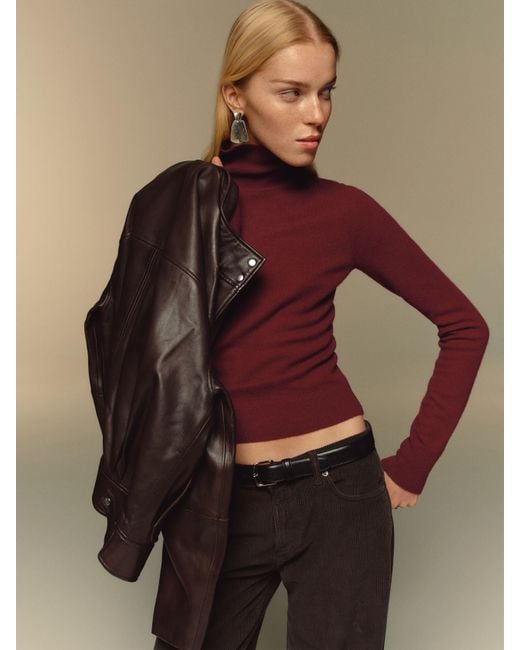 Reformation Brown Jett Cashmere Turtleneck