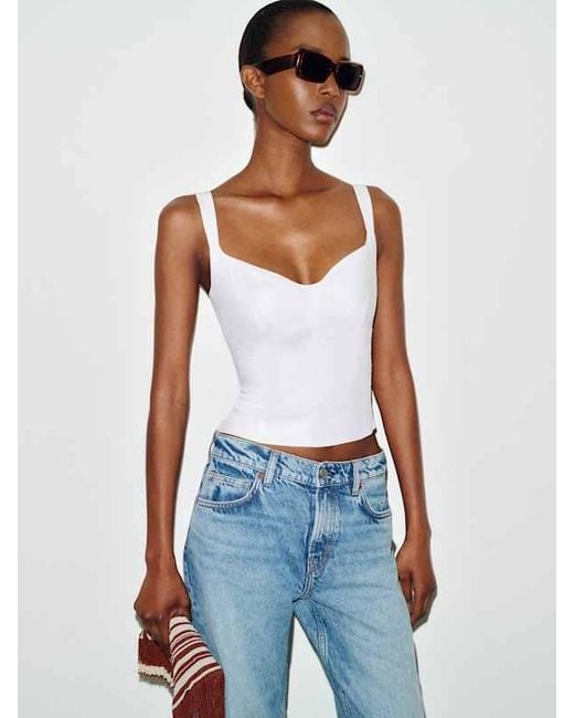 Reformation Blue Yuri Linen Top 0