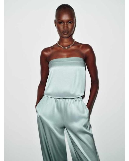 Reformation White Trista Satin Jumpsuit