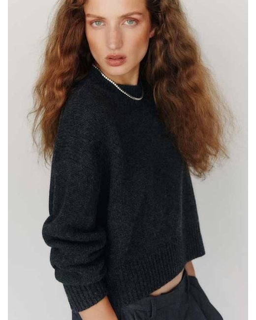 Reformation Blue Remy Regenerative Wool Crew Sweater