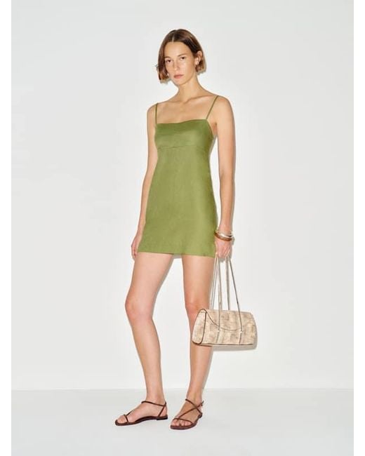 Reformation Green Demi Linen Dress Bean 2