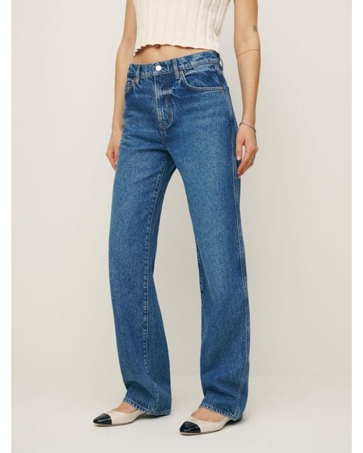 Reformation Blue Val 90S Mid Rise Straight Jeans