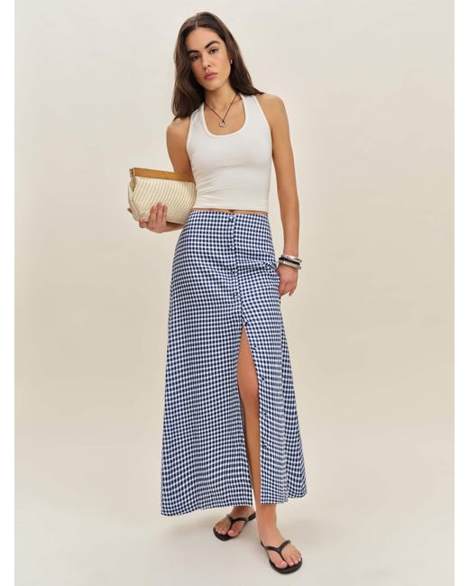 Reformation Andi Linen Maxi Skirt 2 in Blue | Lyst Reformation Andi Linen Maxi Skirt 2 in Blue | Lyst