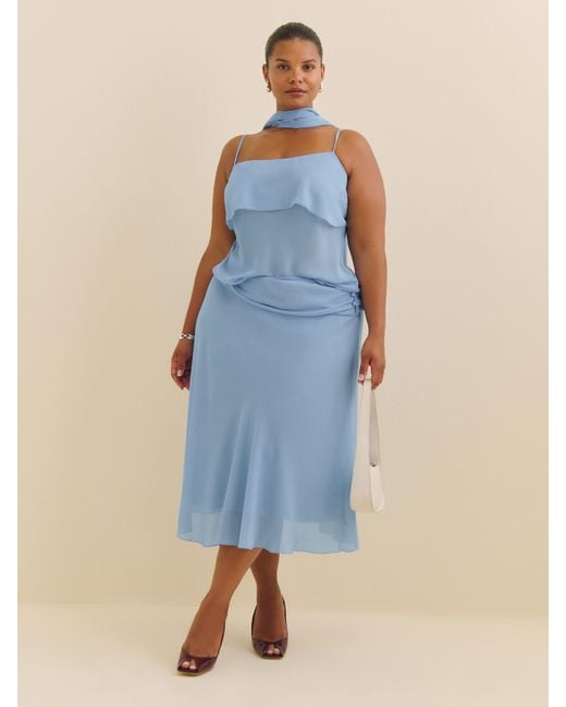 Reformation Blue Olivia Low Waist Skirt Es 18
