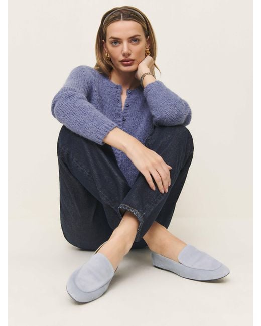 Reformation Blue Kat Soft Loafer