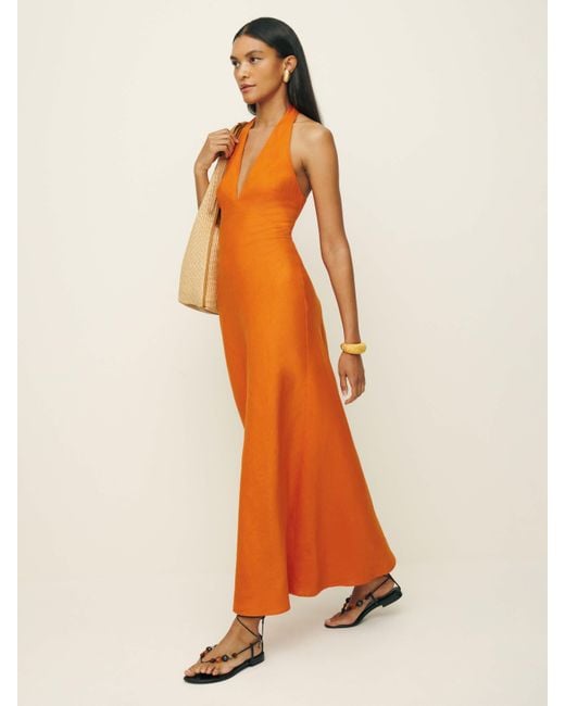 chinese dress ladies Always In The Lead Coral Orange Linen Dress – Shop the Mint main image 1