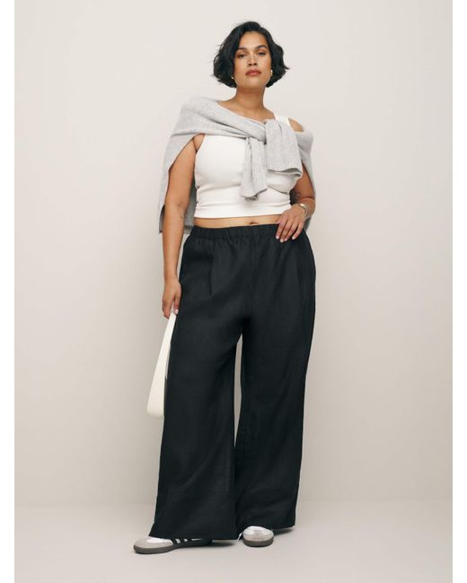 Reformation White Fernando Linen Wide Leg Pant Es