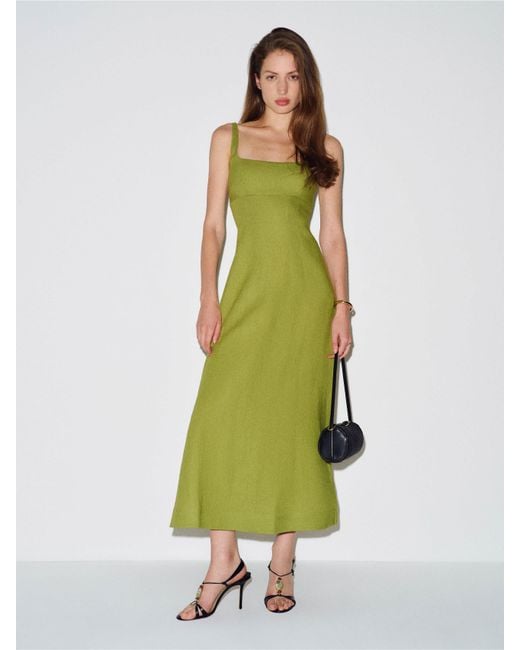 Reformation Green Sabine Linen Dress 0