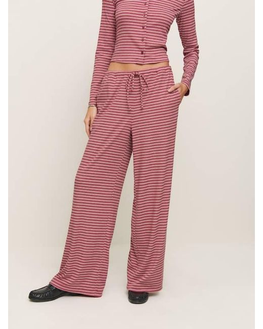 Reformation Pink Olina Knit Pant Stripe