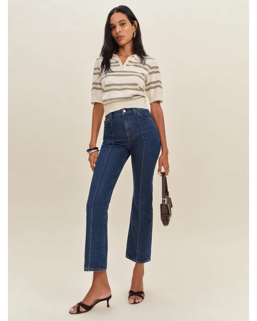 Reformation Blue Mia High Rise Vintage Ankle Bootcut Jeans Denim