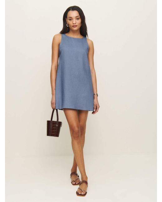 Reformation Blue Jessi Linen Dress 6