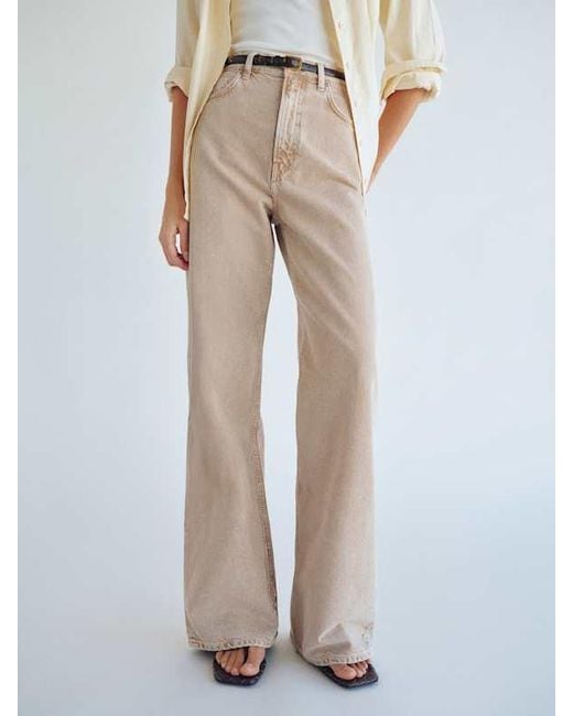 Reformation White Cary High Rise Slouchy Wide Leg Jeans