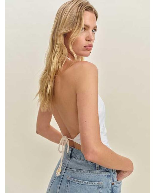 Reformation White Reese Linen Top