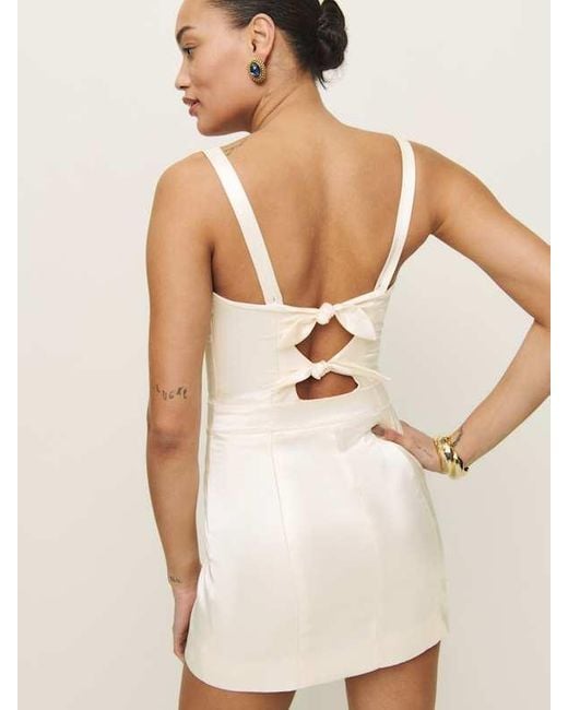 reformation linda satin dress Reformation Linda Satin Dress in Natural