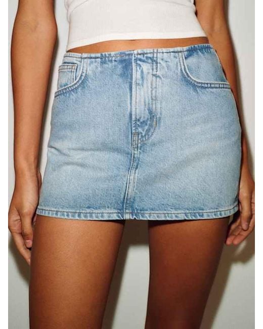 Reformation Blue Rylee Low Rise Denim Mini Skirt
