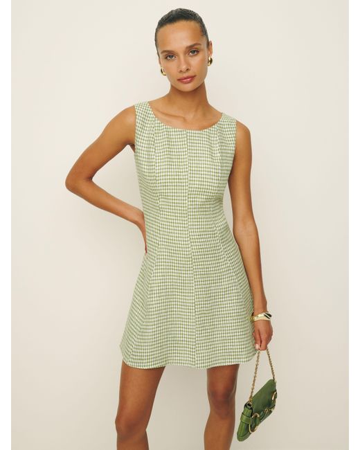 Reformation Green Amorette Linen Dress