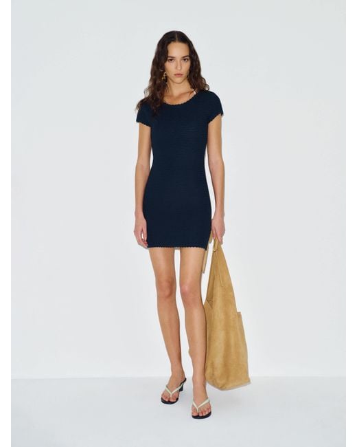 Reformation Blue Pip Cotton Mini Dress