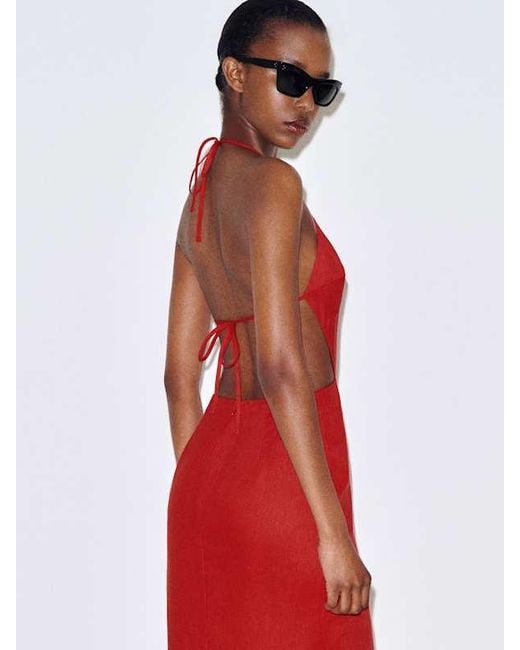 Reformation Red Trista Linen Dress