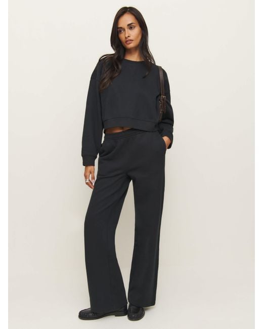 Reformation Blue Relaxed Wide-Leg Sweatpants
