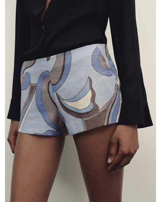 Reformation Blue June Low Rise Linen Short