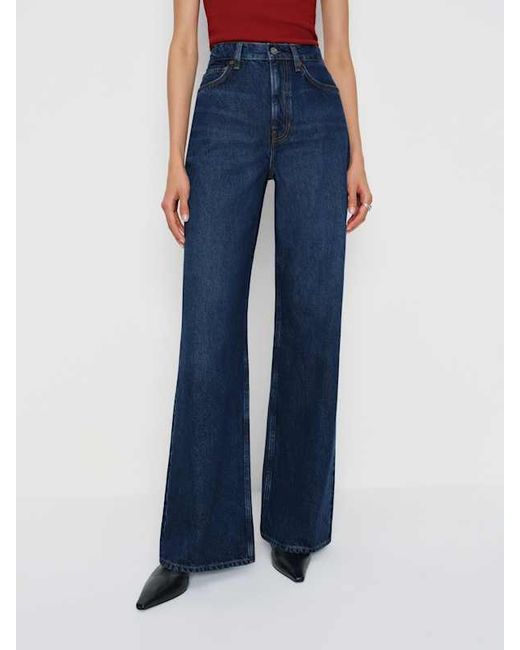 Reformation Blue Cary High Rise Slouchy Wide Leg Jeans Denim