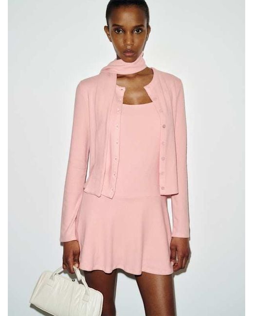 Reformation Pink Nara Knit Cardigan Set