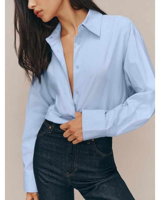 Reformation Blue Andy Oversized Shirt