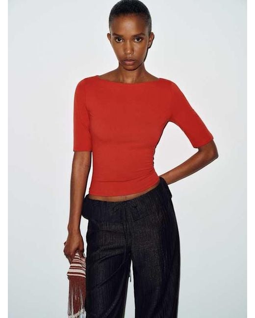 Reformation Red Santino Knit Top
