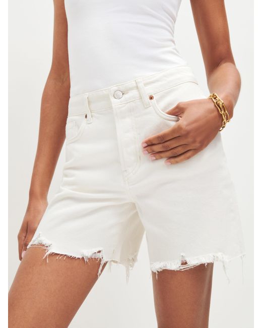 Reformation White Raye Mid Rise Relaxed Jean Shorts