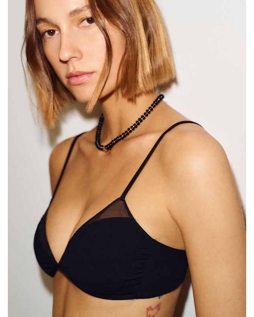 Reformation Natural Bare Bikini Top Mesh