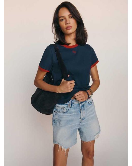 Reformation Blue Classic Crew T-Shirt