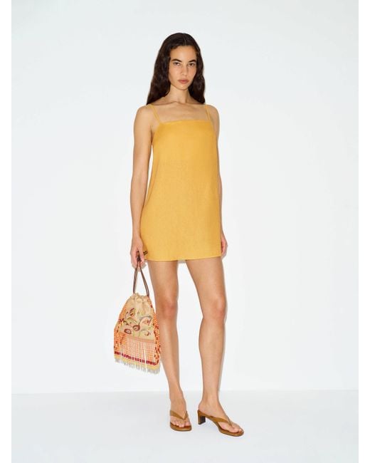 Reformation Yellow Aubree Linen Dress