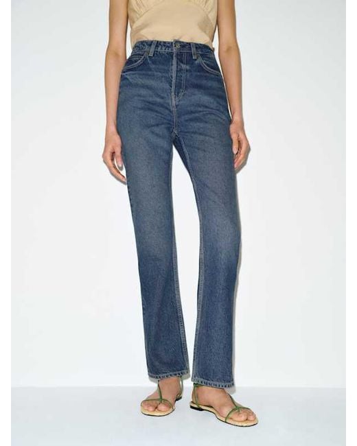 Reformation Blue Cynthia High Rise Straight Jeans Denim