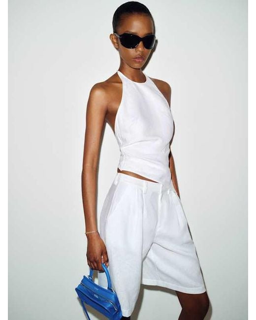 Reformation White Drew Linen Short