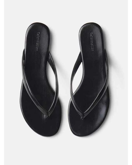 Reformation Black Amelia Flat Thong Eel