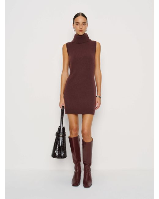 Reformation Natural Holland Cashmere Turtleneck Sweater Dress