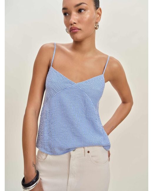 Reformation Blue Emina Top Stripe