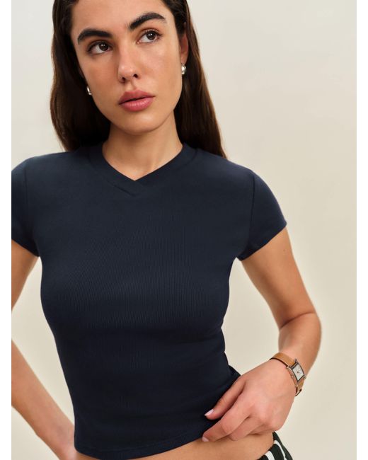 Reformation Blue Lindie Tee
