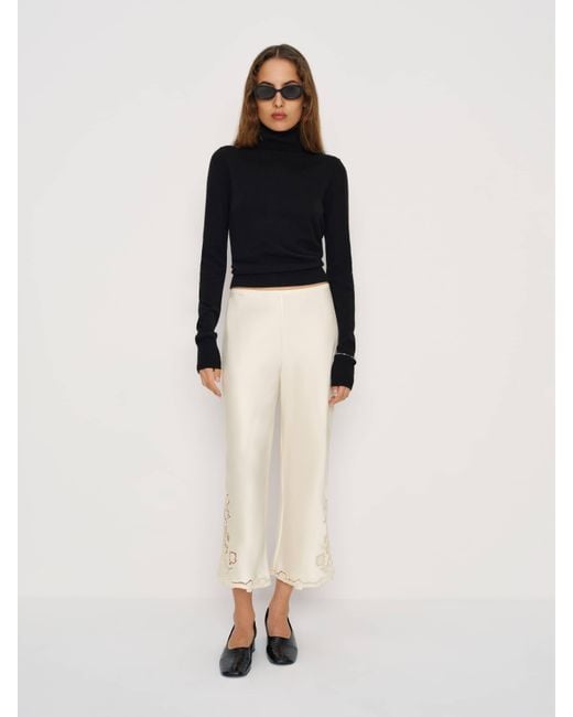 Reformation Natural Gale Satin Mid Rise Capri Pant