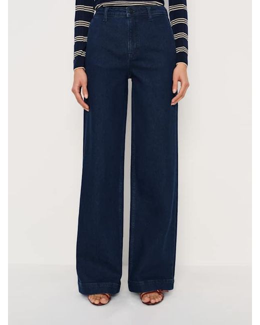 Reformation Blue Bex Super Stretch High Rise Wide Leg Jeans Cotton