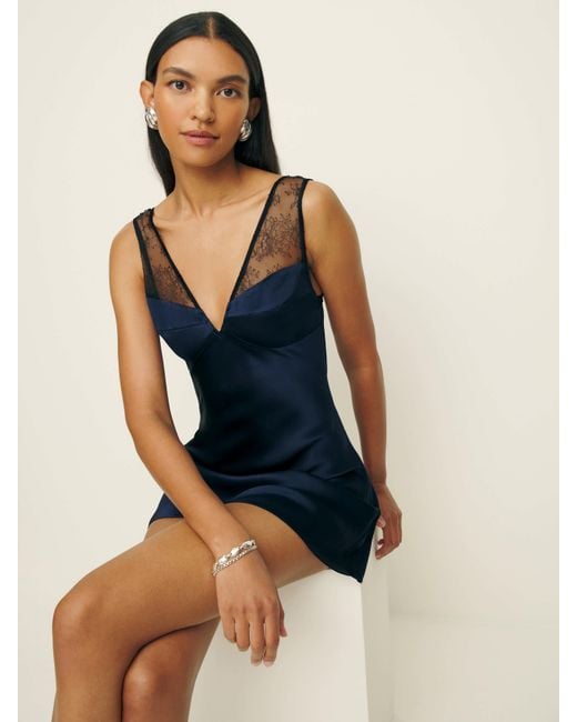 Reformation Blue Robbie Silk Dress 10