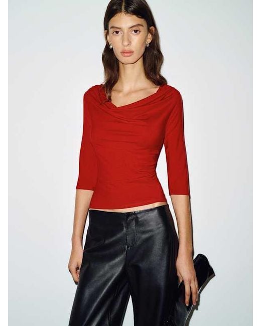 Reformation Red Giselle Knit Top