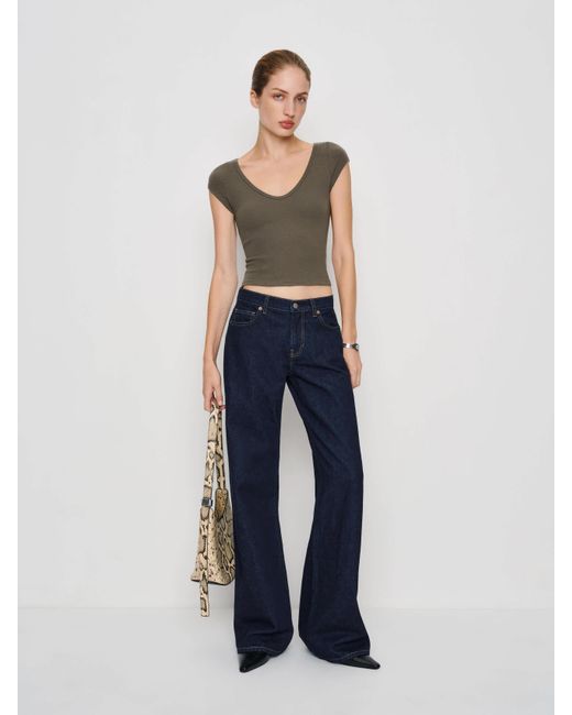 Reformation Blue Mateo Knit Top