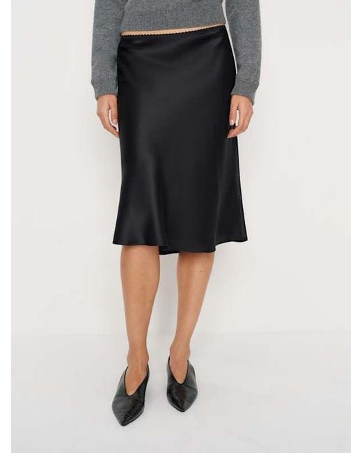 Reformation Gray Layla Silk Knee Length Skirt 0