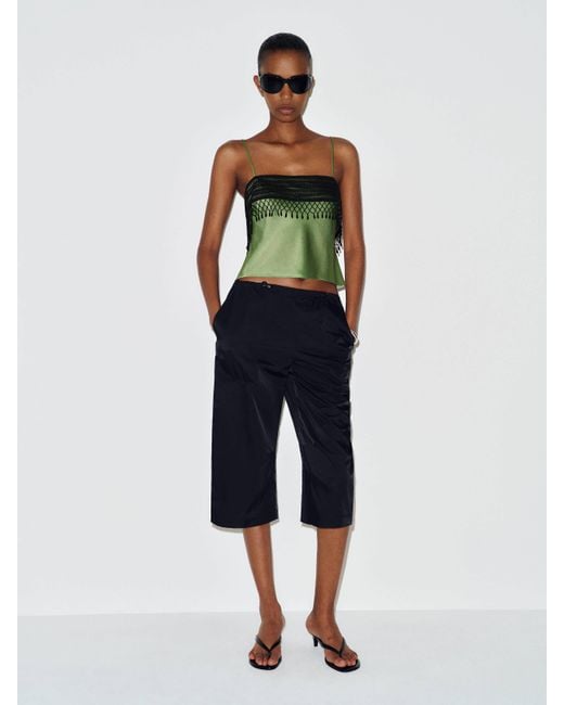 Reformation Blue Slyvette Satin Top Jade