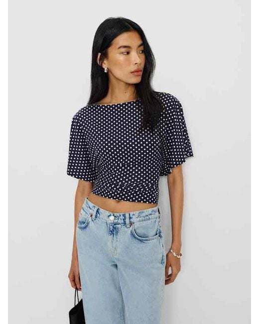 Reformation Blue Avery Knit Top