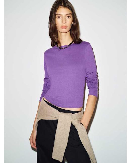 Reformation Purple Ezra Slim Fit Long Sleeve