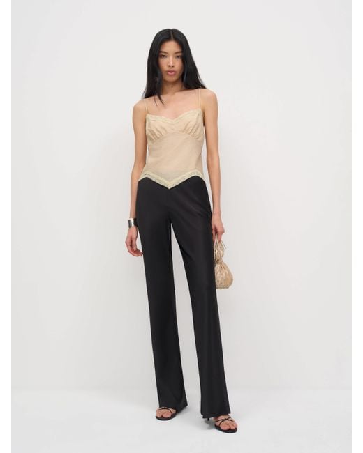 Reformation Natural Gale Satin Mid Rise Bias Pant